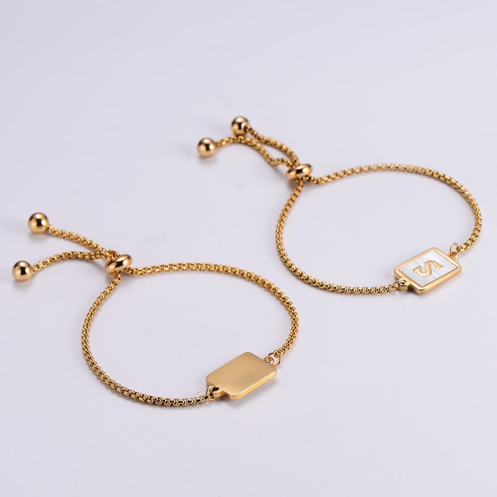 18K Gold Plated Shell Initial Letter Bracelet - Ornaments Co - A