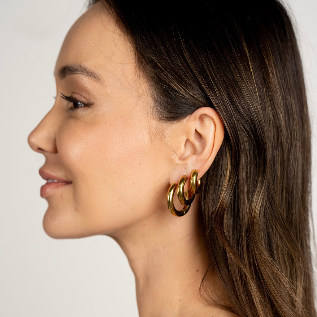 18K Gold Plated Stackable Hoop Earrings - Ornaments Co - Small - 20mm