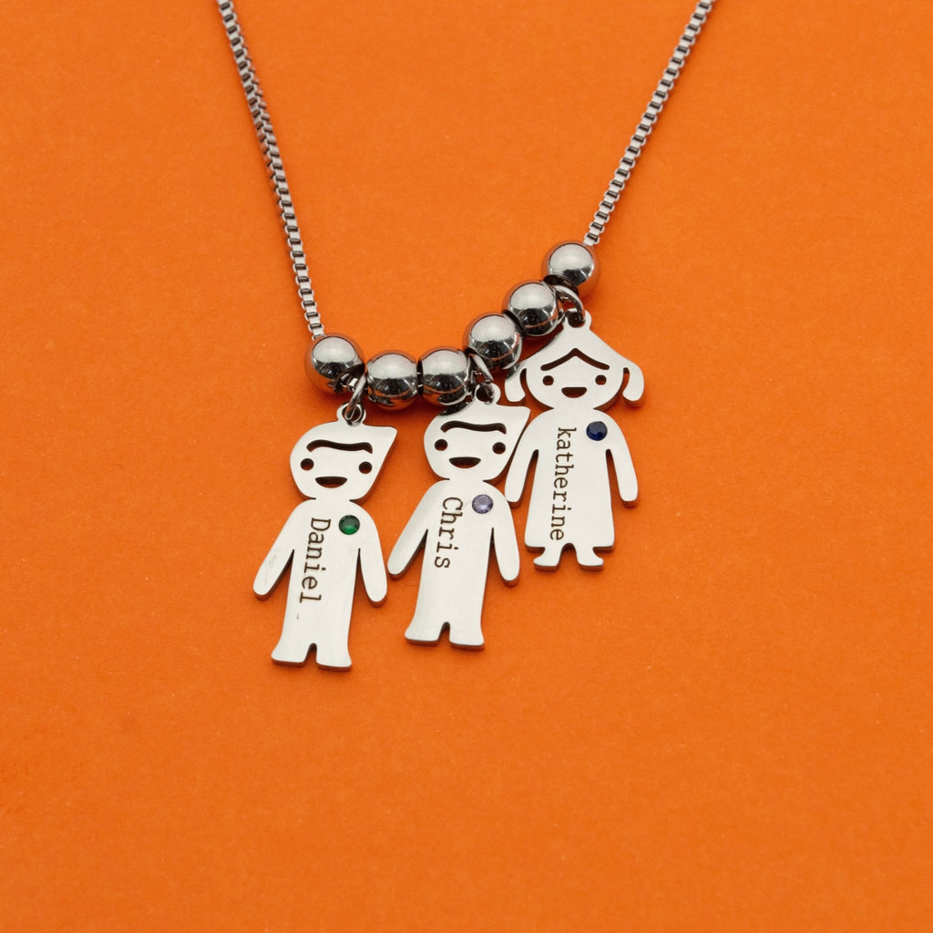 Personalized Boy Girl Engraved Charm Kids Name Necklace - Ornaments Co - 18K Gold Plated