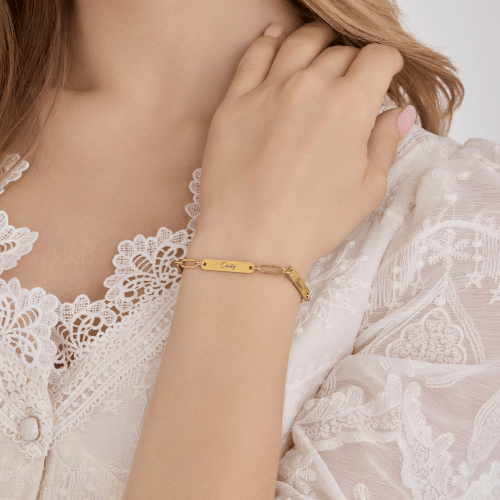 Signature Multi - Name Bar Bracelet For Women - Ornaments Co - 18K Gold Plated